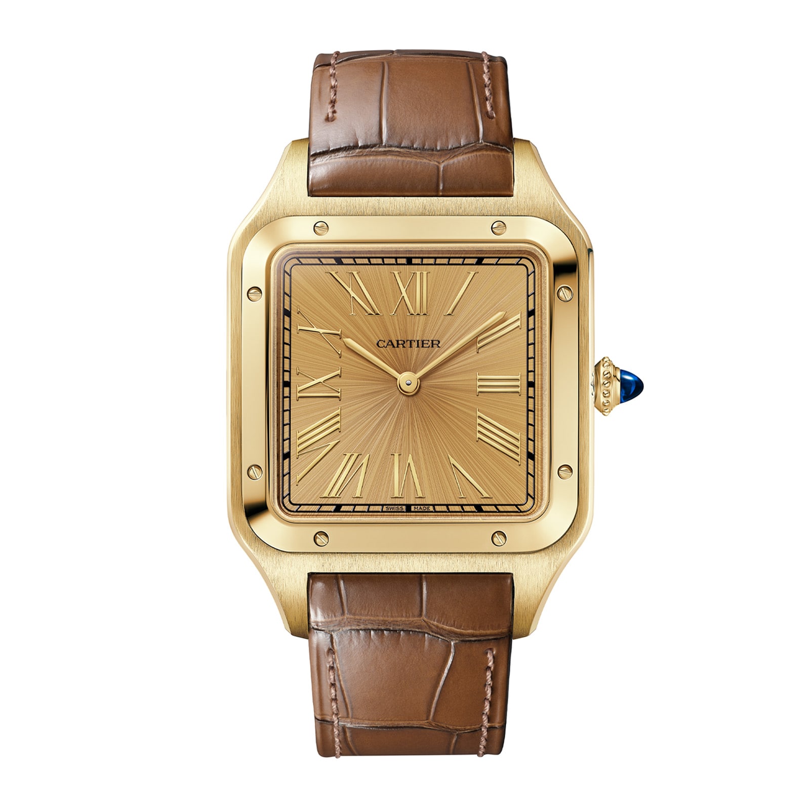 b5wxuzl4wmk.jpg Cartier Santos-Dumont Watch, Extra-Large Model, Manual Winding, Yellow Gold MPN: WGSA0111 - Image 1