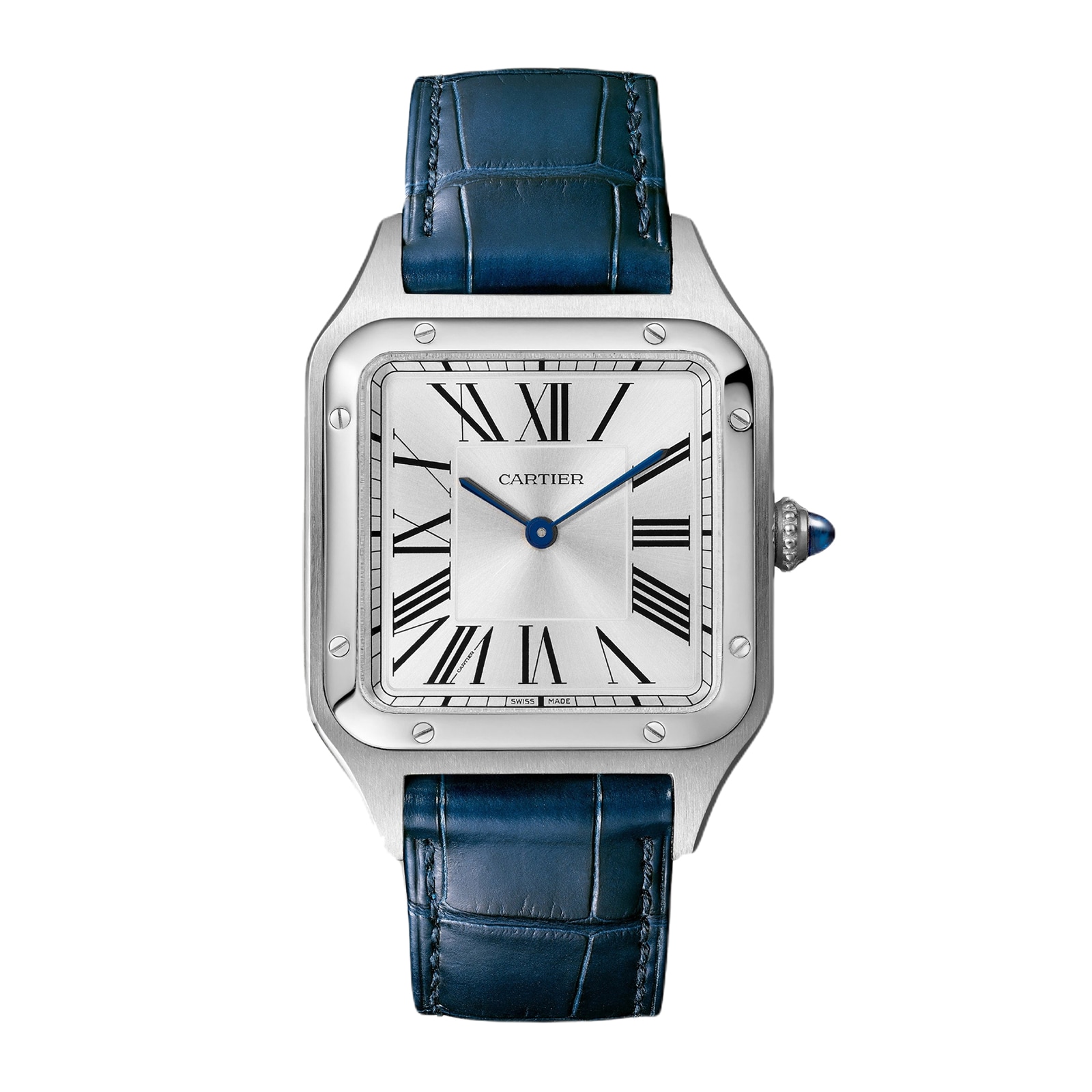 n33x1iipxj2.jpg Cartier Santos-Dumont Watch Large Model, Quartz Movement, Steel, Leather MPN: WSSA0085 - Image 1