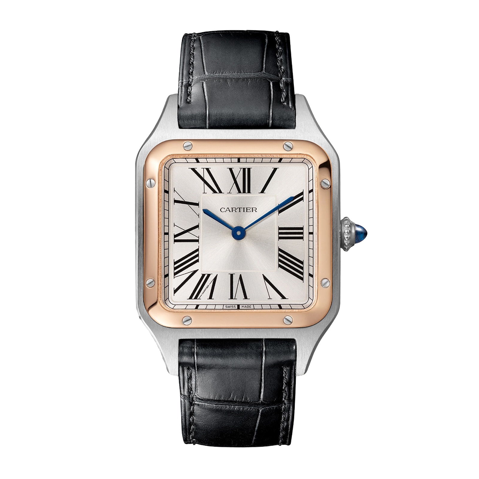 eladfpx02rt.jpg Cartier Santos-Dumont Watch Large Model, Quartz Movement, Rose Gold, Steel, Leather MPN: W2SA0011 - Image 1