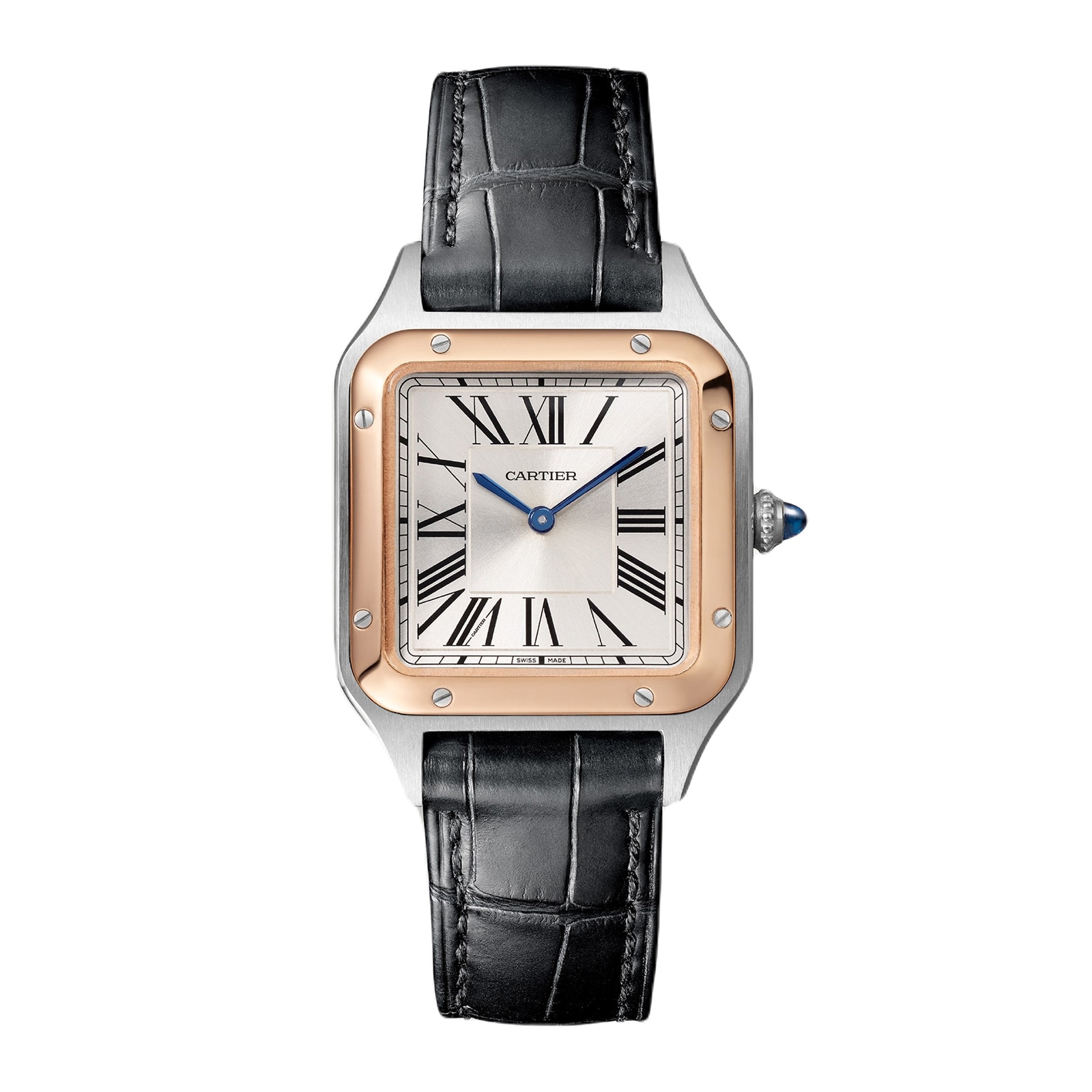 qyincq5kjui.jpg Cartier Santos-Dumont Watch Small Model, Quartz Movement, Pink Gold, Steel, Leather MPN: W2SA0012 - Image 1
