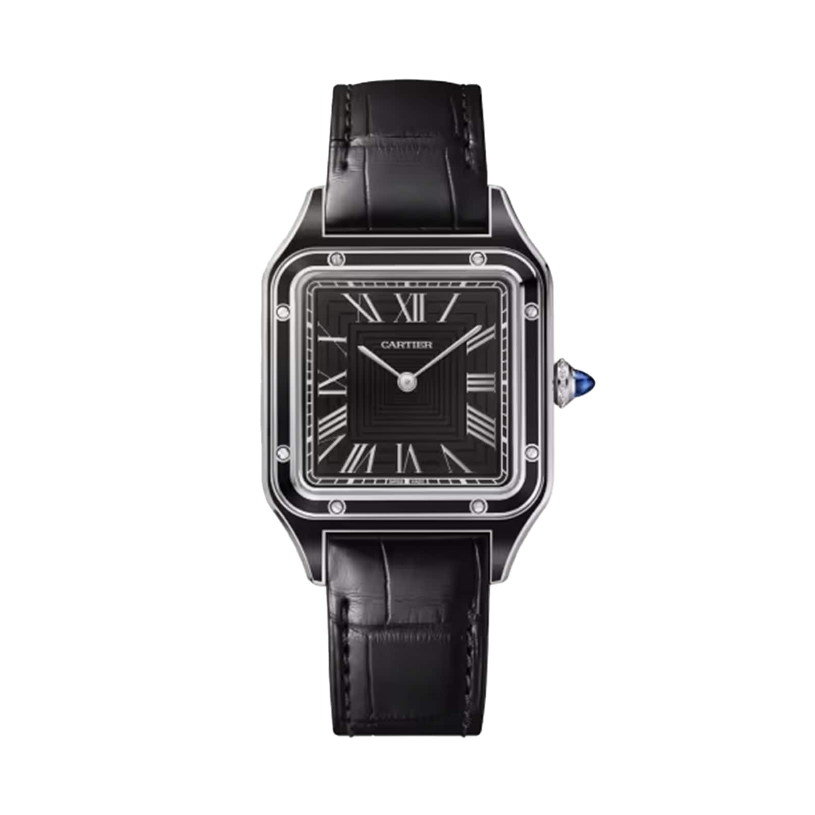 lbmcapmxhcm.jpg Cartier Santos-Dumont Watch, Large Model, Manual Movement, Steel, Lacquer, Leather MPN: WSSA0046 - Image 1