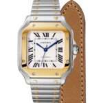 Cartier Santos De Cartier Watch Medium Model, Automatic Movement, Yellow Gold, Steel, Interchangeable Metal And Leather Bracelets  MPN: W2SA0016 - Image 3