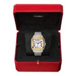 Cartier Santos De Cartier Watch Medium Model, Automatic Movement, Yellow Gold, Steel, Interchangeable Metal And Leather Bracelets  MPN: W2SA0016 - Image 4