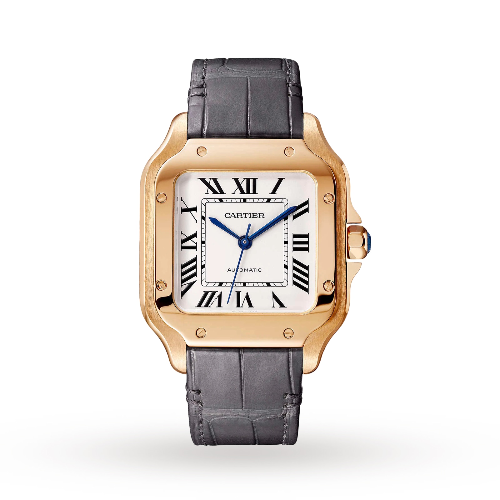 lel2hkhl0ug.jpg Cartier Santos De Cartier Watch Medium Model, Automatic Movement, Rose Gold, 2 Interchangeable Leather Bracelets MPN: WGSA0028 - Image 1