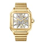 Cartier Santos De Cartier Skeleton Watch, Large Model, Skeleton Mechanical Movement With Manual Winding 9612 MC, Yellow Gold  MPN: WHSA0042