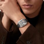 Cartier Santos-Dumont Skeleton Watch, Large Model, Automatic Movement, Steel, Leather  MPN: WHSA0032 - Image 4