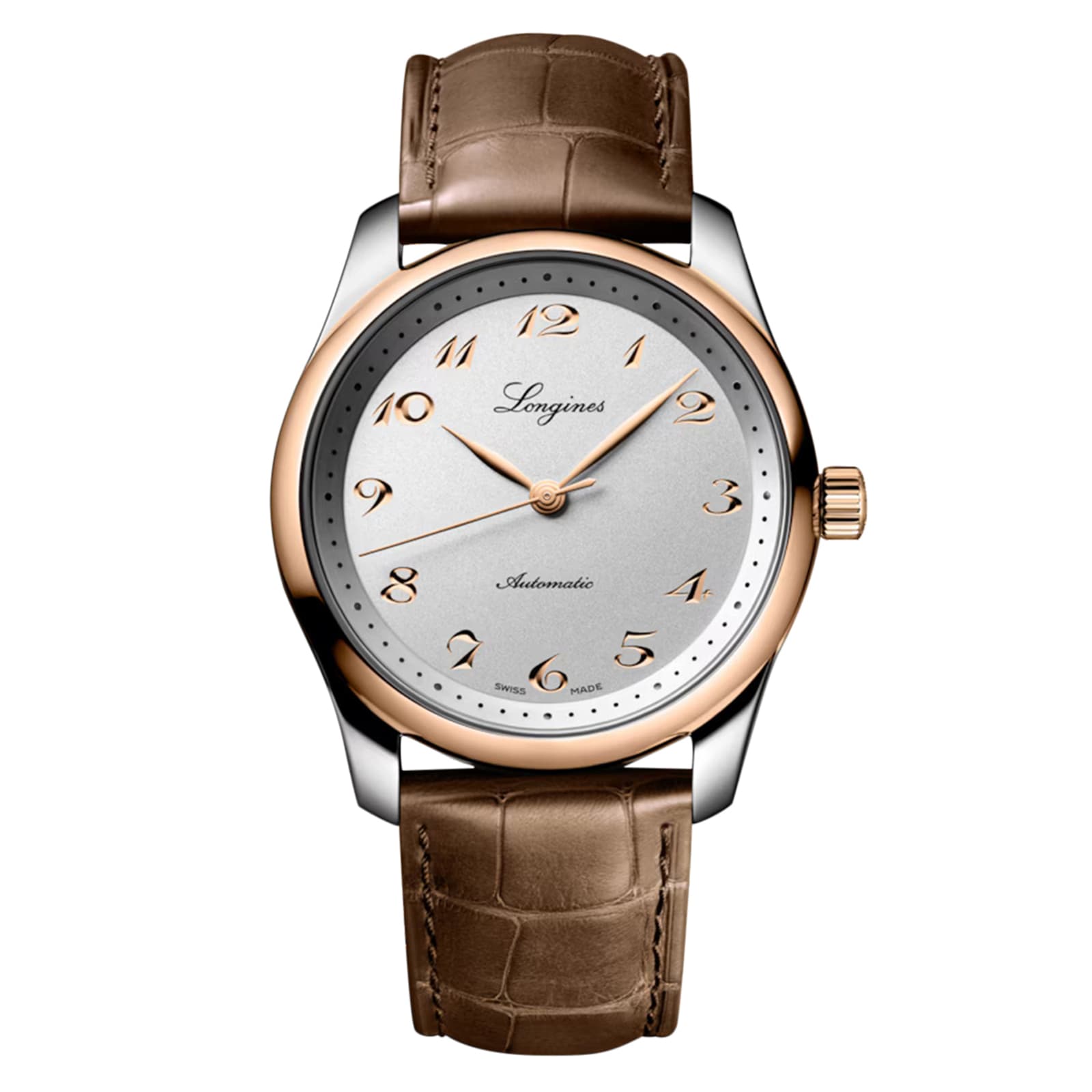 prrshe3hi5d.jpg Longines Master Collection Stainless Steel and 18ct Rose Gold 40mm Mens Watch Silver MPN: L27935702 - Image 1