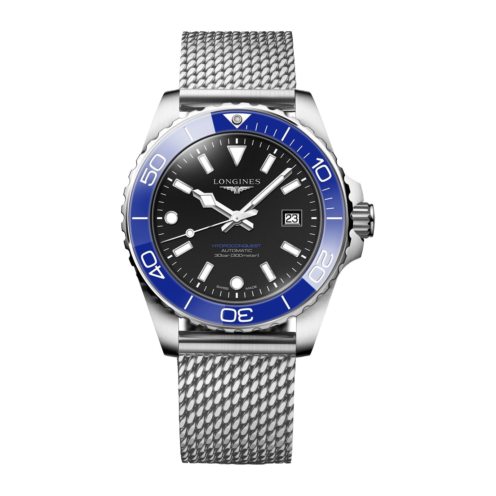 holtfyq3ggp.jpg Longines HydroConquest 42mm Mens Watch Black Mesh MPN: L37884906 - Image 1