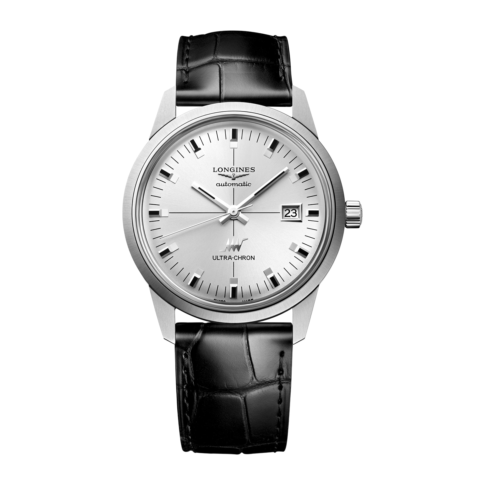 emu22bees1y.jpg Longines Ultra-Chron Classic 40mm Mens Watch Silver Alligator MPN: L29374722 - Image 1
