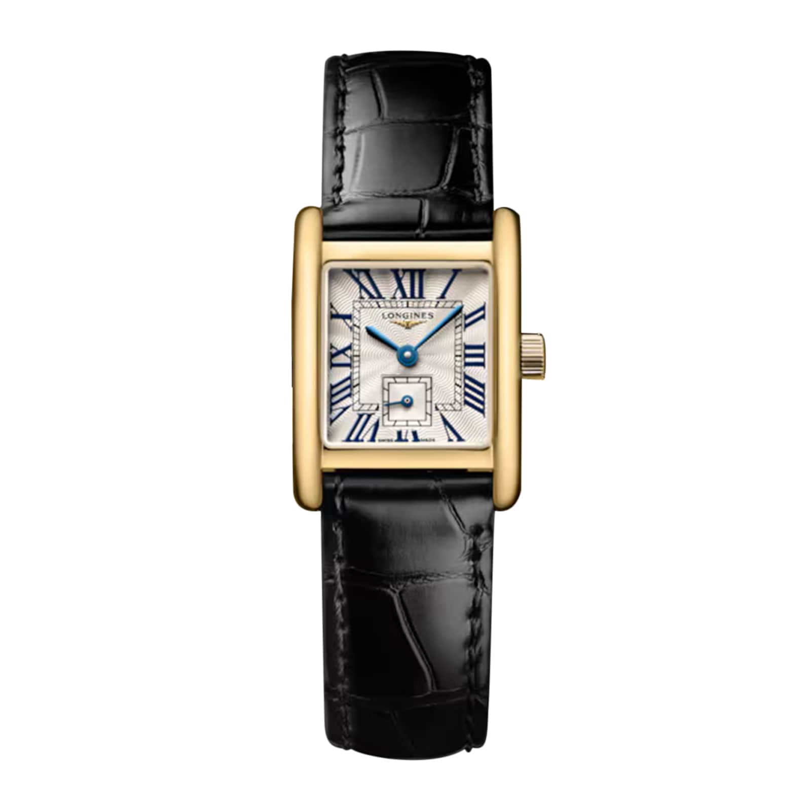 h0dtgmnquls.jpg Longines Mini DolceVita 21.5mm X 29mm Ladies Watch Silver Black Alligator MPN: L52006710 - Image 1