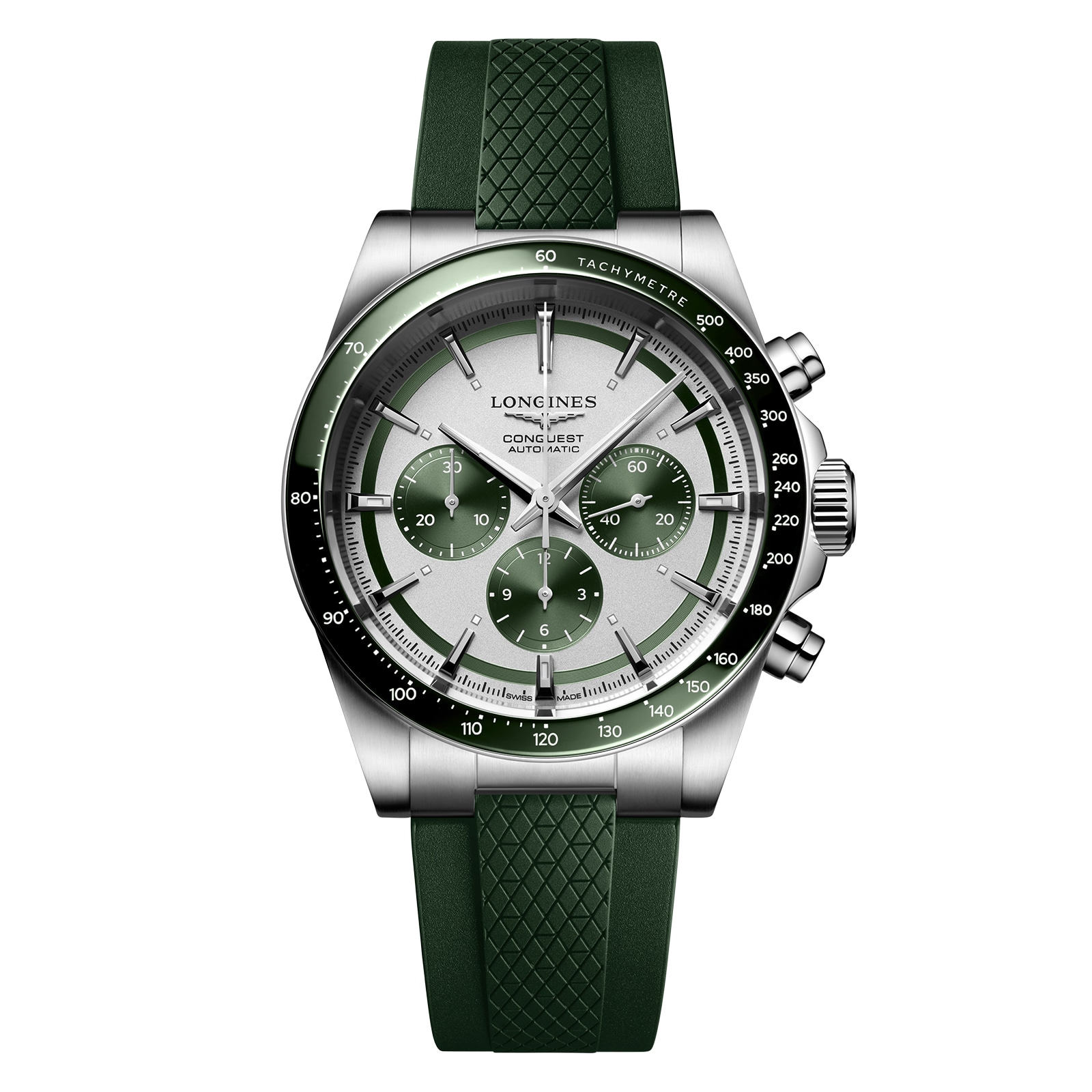 5cd00nnkec4.jpg Longines Conquest 42mm Mens Watch Green Rubber Strap MPN: L38354029 - Image 1