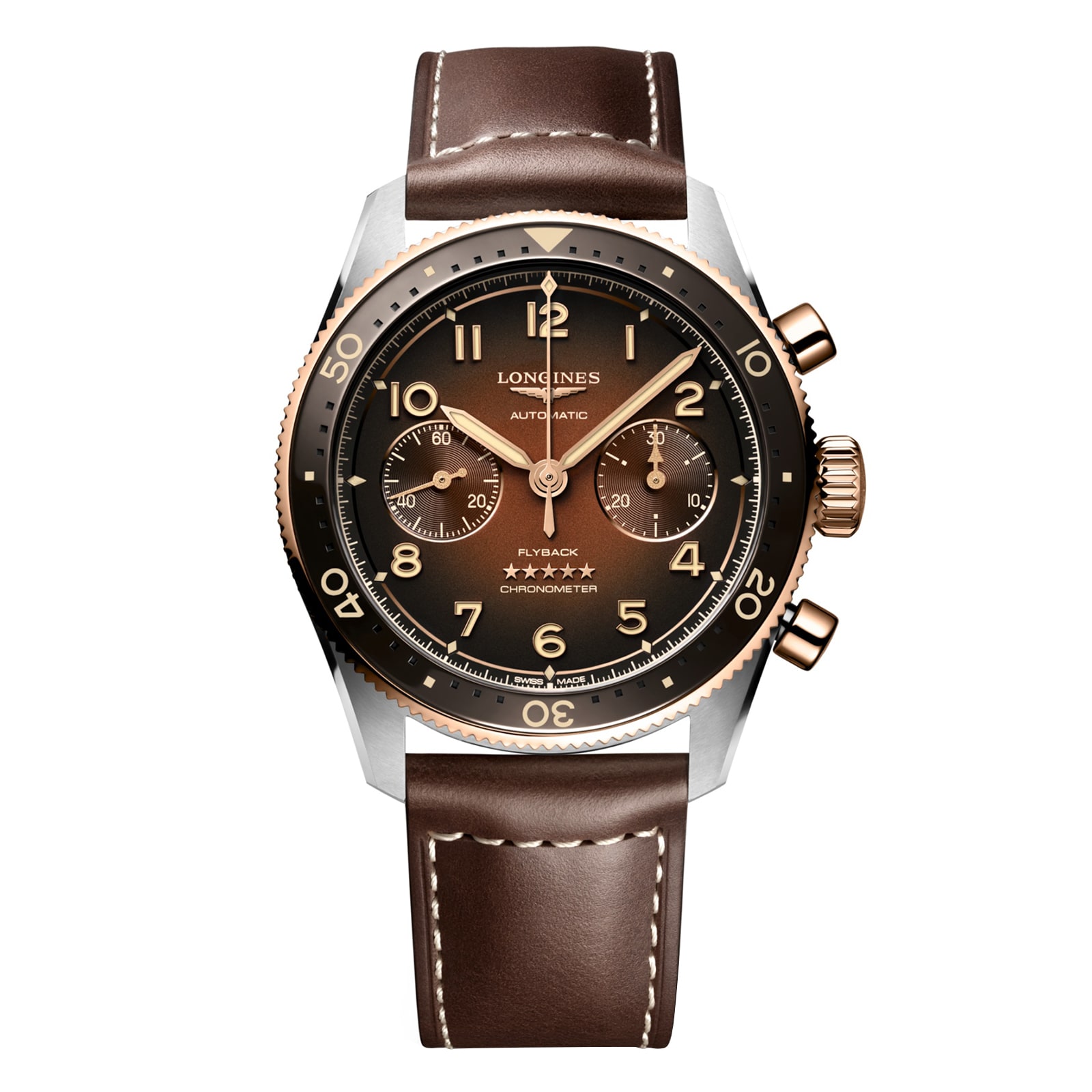 axmlg4bcja1.jpg Longines Spirit Flyback 42mm Mens Watch Brown MPN: L38215592 - Image 1