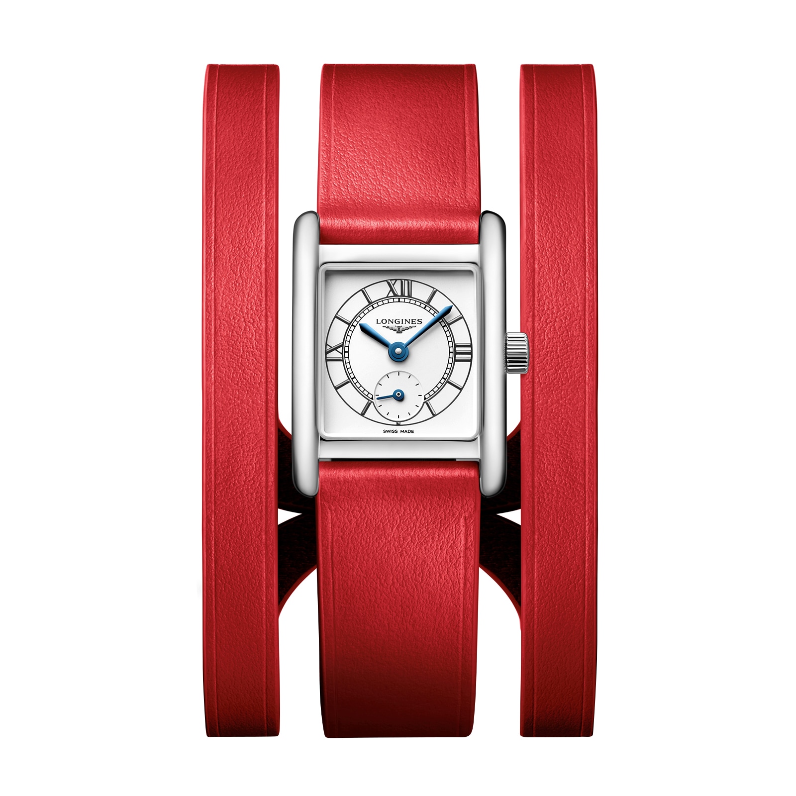 jycu0jwuxum.jpg Longines Mini DolceVita 21.5mm X 29mm Ladies Watch Red Strap MPN: L52004750 - Image 1