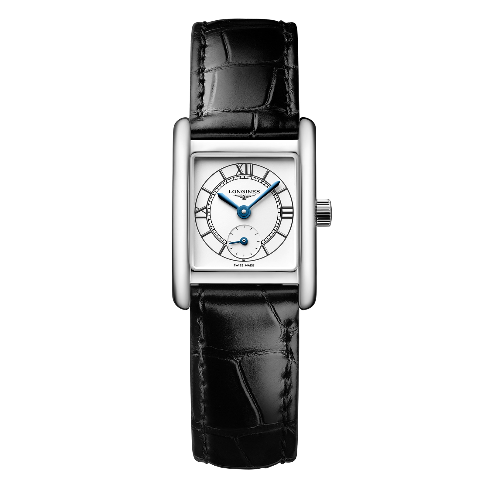 2v5mdnf3sje.jpg Longines Mini DolceVita 21.5mm X 29mm Ladies Watch Silver Black Alligator MPN: L52004752 - Image 1