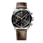 Longines Spirit Flyback 42mm Steel Brown Leather Strap Black Sunray Dial  MPN: L38214532