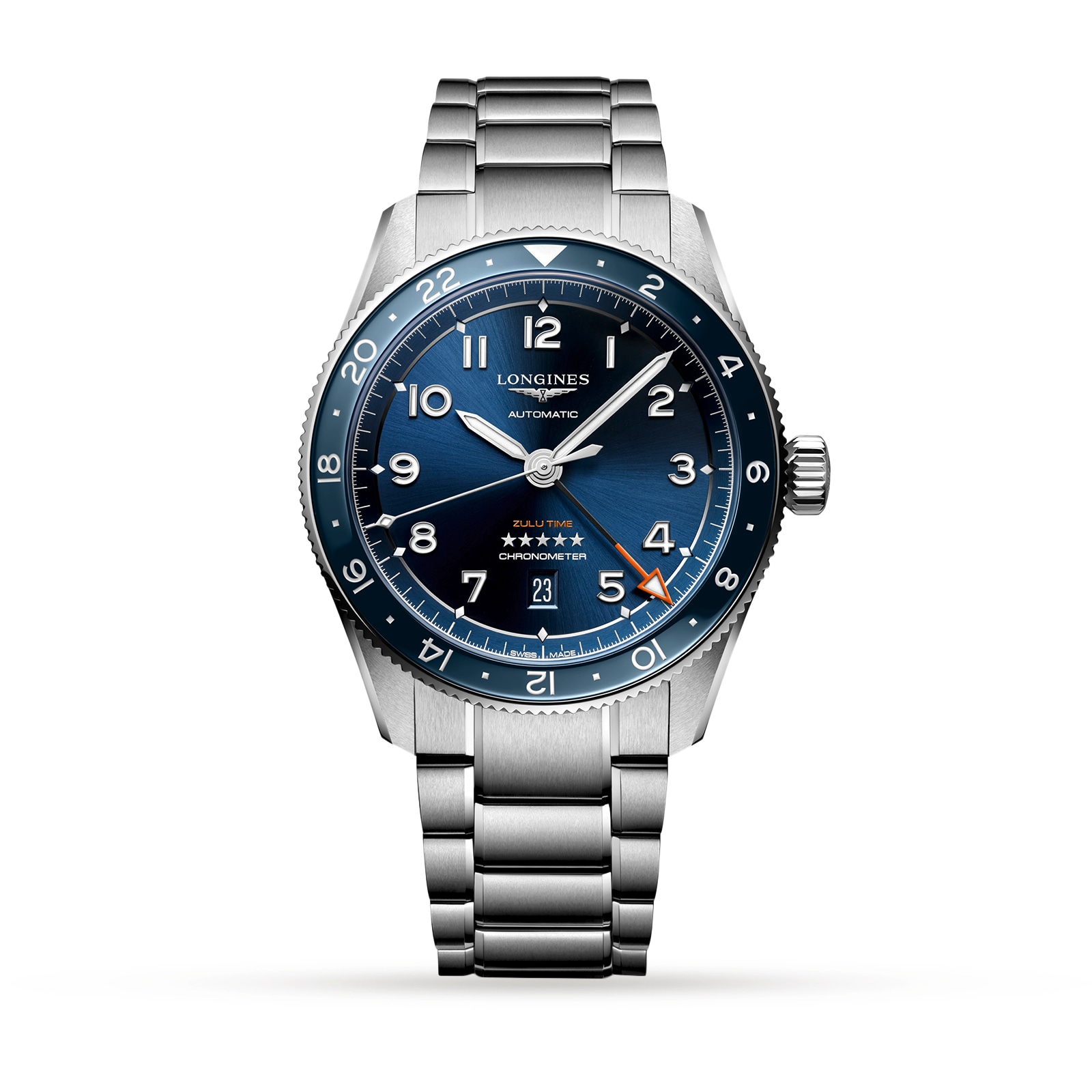 hfxldqos4zc.jpg Longines Spirit Zulu Time “Pioneering time zones” 42mm MPN: L38124936 - Image 1