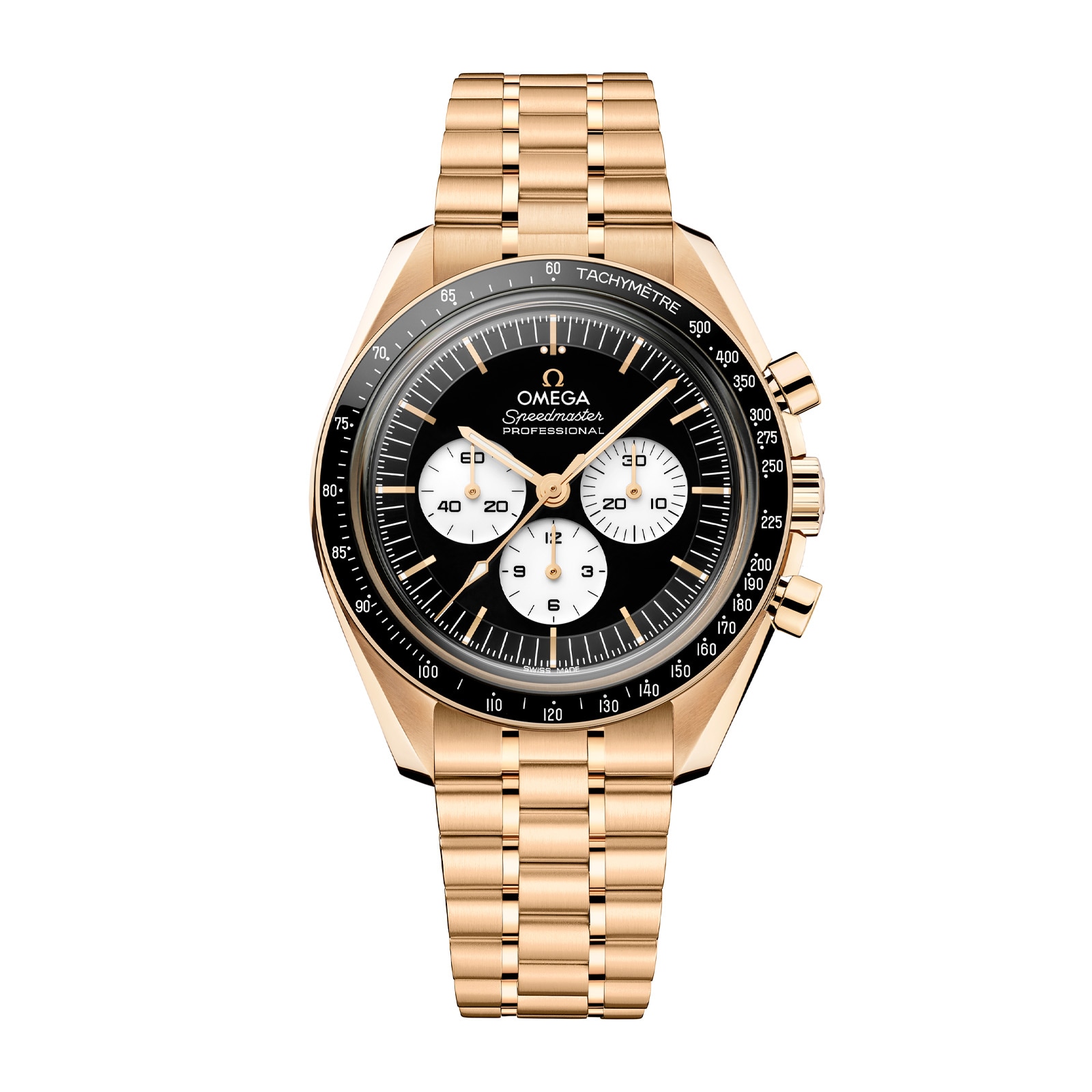 ru2af1tco5x.jpg Omega Speedmaster Moonwatch Professional 42mm Mens Watch Black Yellow Gold MPN: O31060425001002 - Image 1