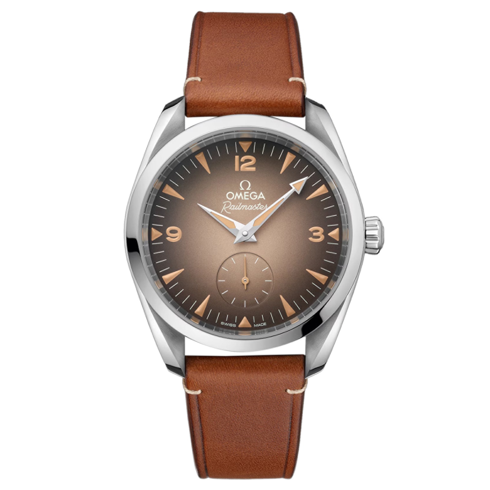 wgvtb4vixtb.jpg Omega Seamaster Railmaster 38mm Mens Watch Brown Leather MPN: O23512382013001 - Image 1
