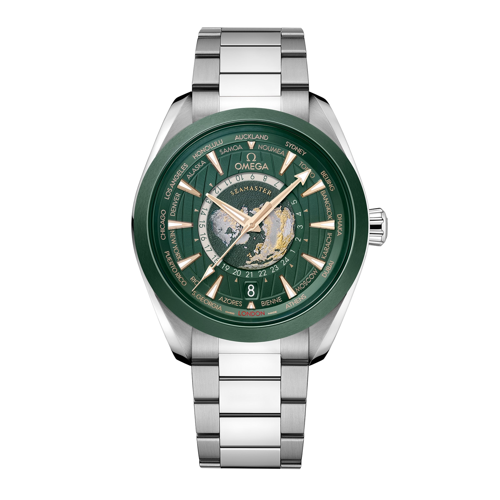 untxv41mrde.jpg Omega Seamaster Aqua Terra 150m Co Axial Master Chronomaster GMT Worldtimer 43mm Mens Watch Green MPN: O22030432210001 - Image 1