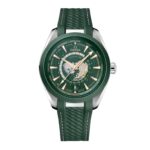 Omega Seamaster Aqua Terra 150m Co Axial Master Chronometer GMT Worldtimer 43mm Mens Watch Green Rubber  MPN: O22032432210001