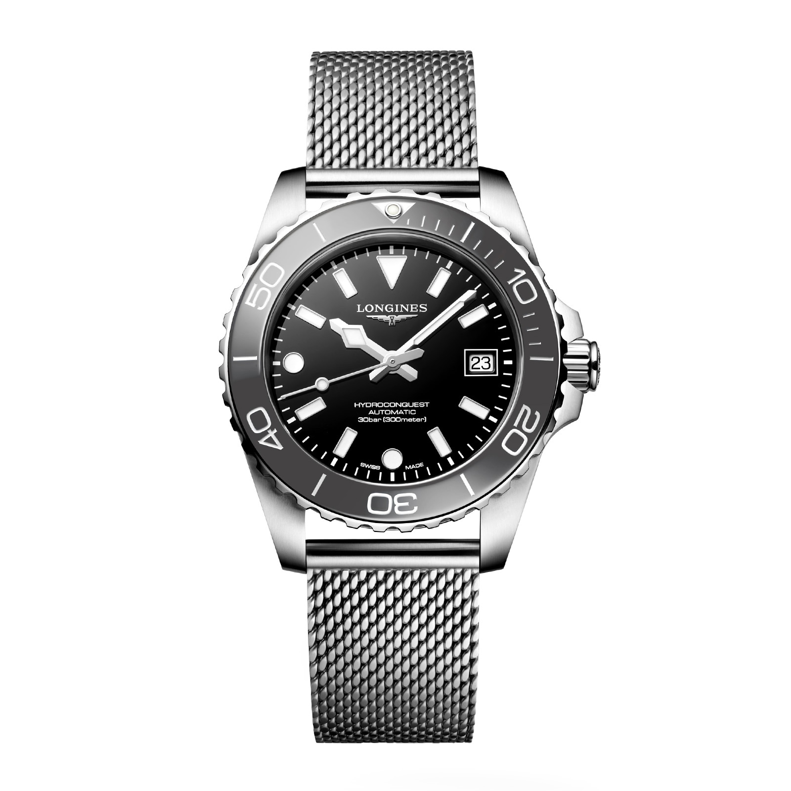zlxvawntpnj.jpg Longines Hydroconquest 39mm Mens Watch Black Mesh MPN: L37794706 - Image 1